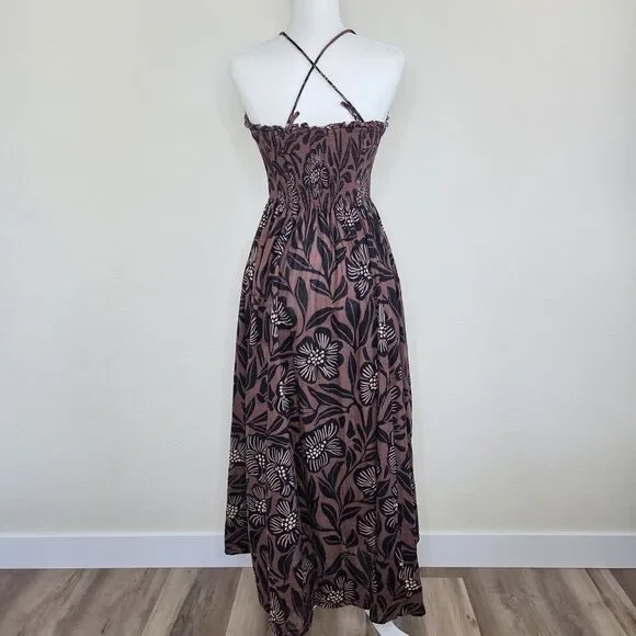 Free People Sweet Nothing Midi/Maxi Dress Women Med Brown Patina Combo Vacation - Picture 11 of 15